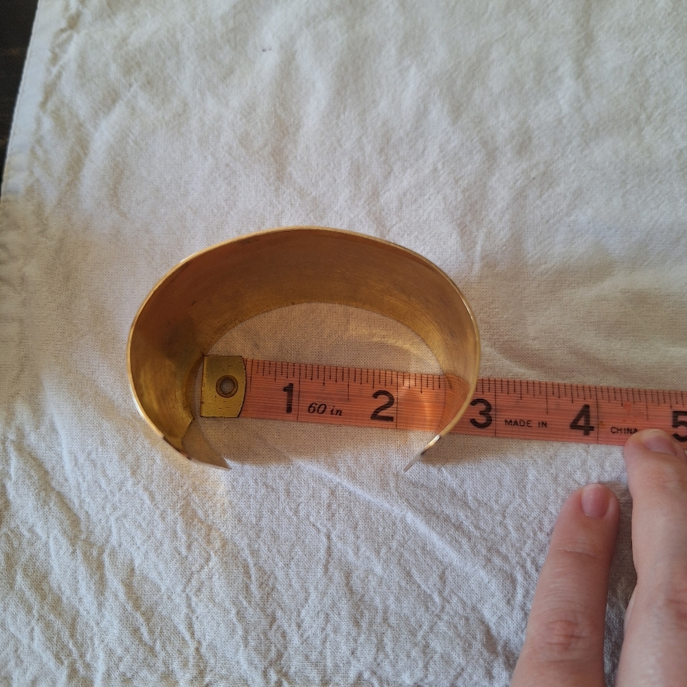 Brass Cuff Bracelet With Leaf Pattern - image 3